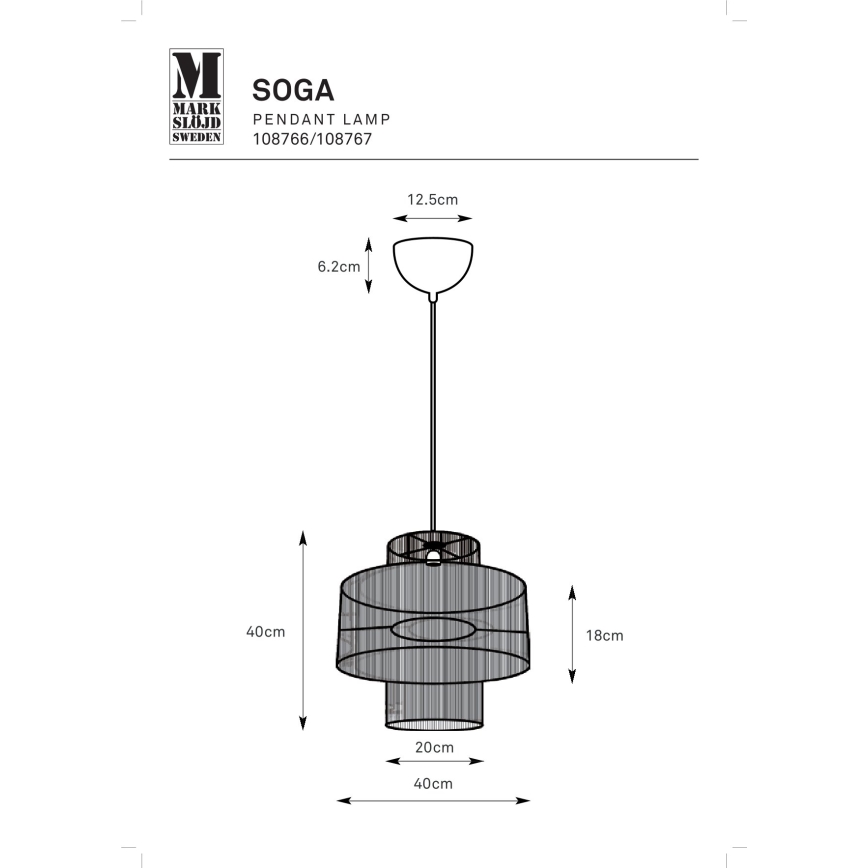 Markslöjd 108767 - Κρεμαστό φωτιστικό οροφής SOGA 1xE27/40W/230V χρυσαφί