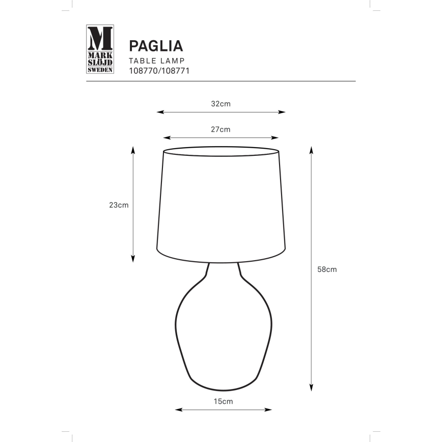 Markslöjd 108770 - Eπιτραπέζια λάμπα PAGLIA 1xE27/40W/230V μαύρο/καλάμι rattan