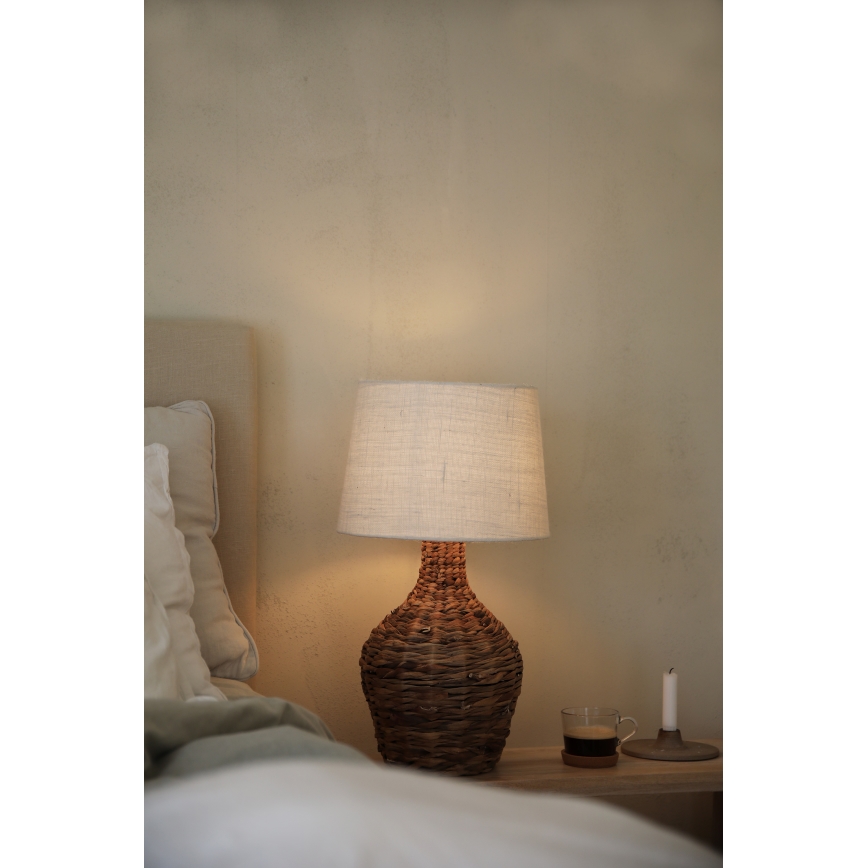 Markslöjd 108771 - Eπιτραπέζια λάμπα PAGLIA 1xE27/40W/230V λευκό/καλάμι rattan