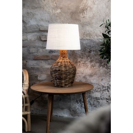 Markslöjd 108771 - Eπιτραπέζια λάμπα PAGLIA 1xE27/40W/230V λευκό/καλάμι rattan