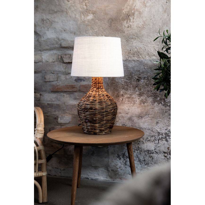 Markslöjd 108771 - Eπιτραπέζια λάμπα PAGLIA 1xE27/40W/230V λευκό/καλάμι rattan