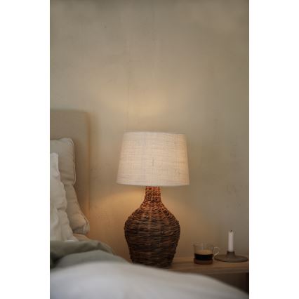 Markslöjd 108771 - Eπιτραπέζια λάμπα PAGLIA 1xE27/40W/230V λευκό/καλάμι rattan