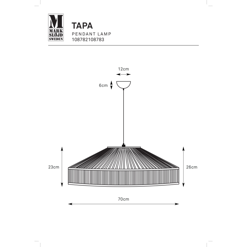 Markslöjd 108783 - Κρεμαστό φωτιστικό οροφής TAPA 1xE27/40W/230V μπεζ/μπαμπού