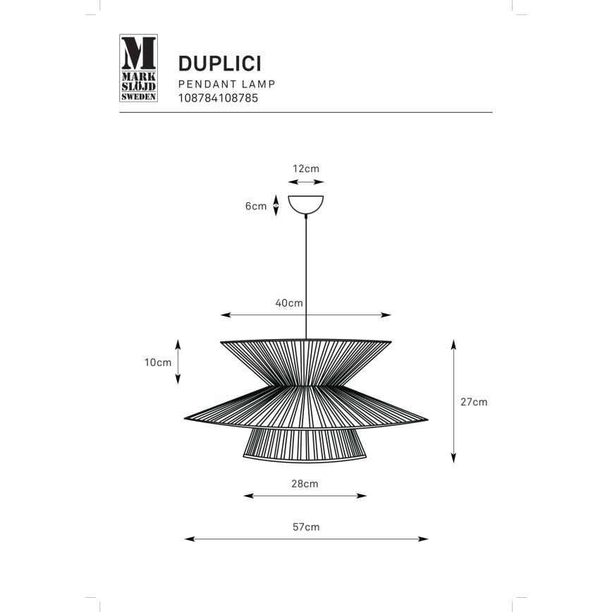 Markslöjd 108785 - Κρεμαστό φωτιστικό οροφής DUPLICI 1xE27/40W/230V μπεζ/μπαμπού