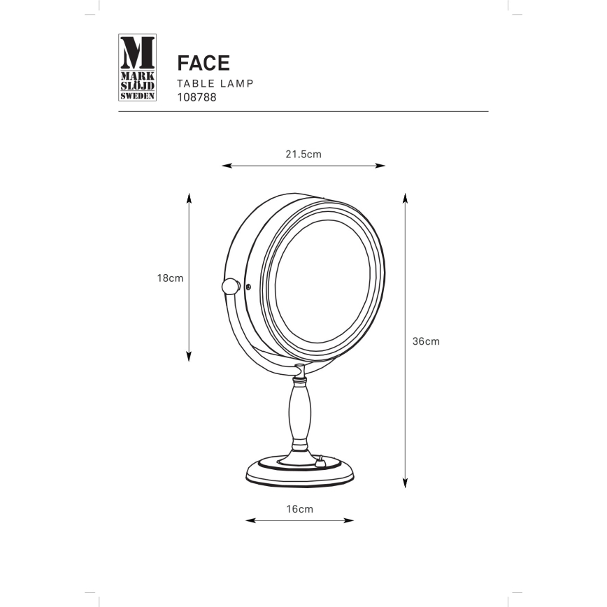 Markslöjd 108788 - Καθρέπτης μακιγιάζ FACE 1xE14/25W/230V