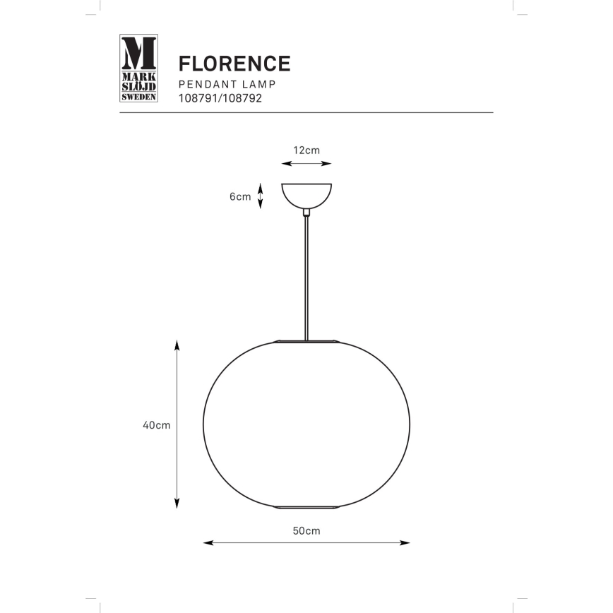 Markslöjd 108791 - Πολύφωτο με συρματόσχοινο FORENCE 1xE27/40W/230V διάμετρος 50 cm μαύρο