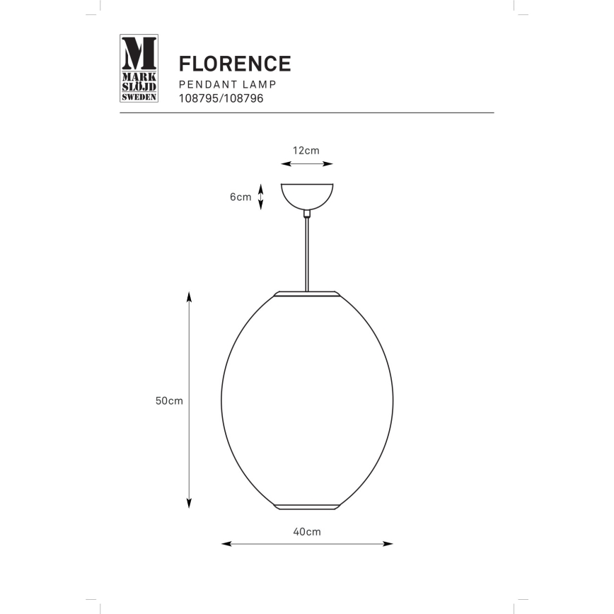 Markslöjd 108795 - Κρεμαστό φωτιστικό οροφής FLORENCE 1xE27/40W/230V μαύρο