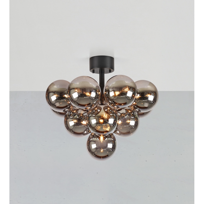 Markslöjd 108845 - Επιφανειακό φωτιστικό οροφής MERLOT 13xG9/18W/230V Ø56 cm μαύρο/καπνιστό