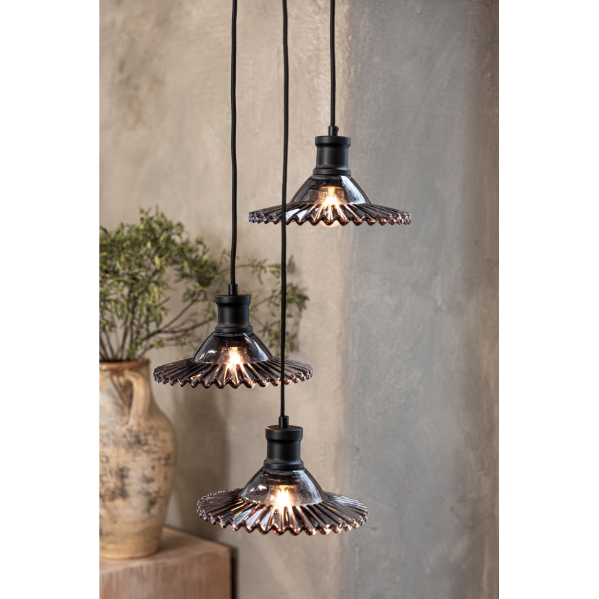 Markslöjd 108853 - Κρεμαστό φωτιστικό οροφής NOVIA 3xE27/40W/230V μαύρο/φιμέ