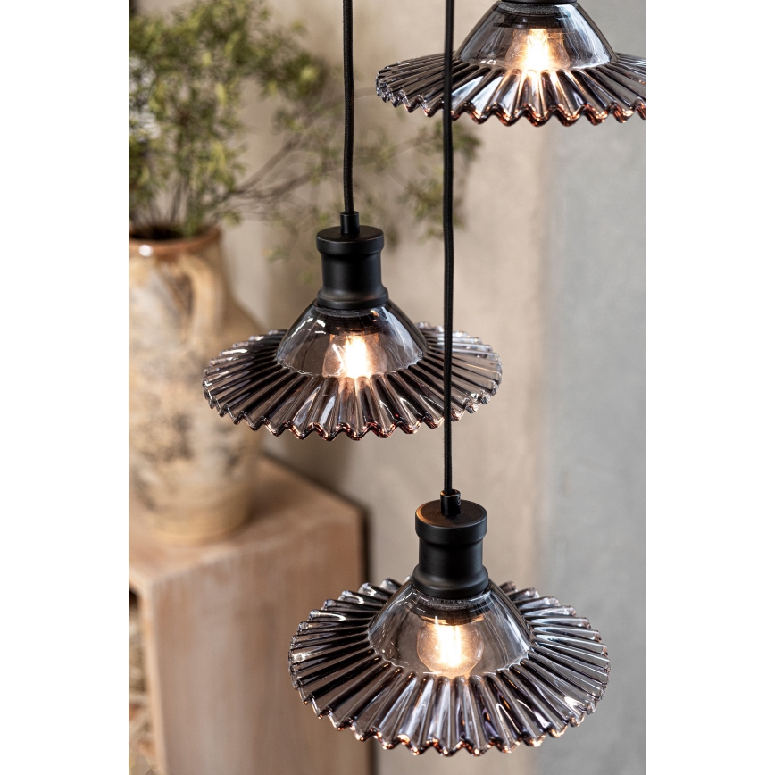 Markslöjd 108853 - Κρεμαστό φωτιστικό οροφής NOVIA 3xE27/40W/230V μαύρο/φιμέ