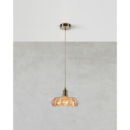 Markslöjd 108858 - Κρεμαστό φωτιστικό οροφής KURAGE 1xE27/40W/230V ορείχαλκος/φιμέ μπεζ