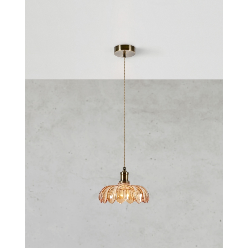 Markslöjd 108858 - Κρεμαστό φωτιστικό οροφής KURAGE 1xE27/40W/230V ορείχαλκος/φιμέ μπεζ