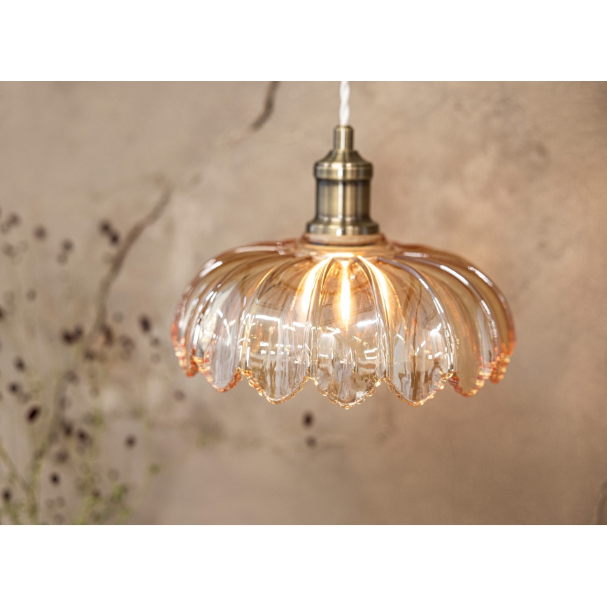 Markslöjd 108858 - Κρεμαστό φωτιστικό οροφής KURAGE 1xE27/40W/230V ορείχαλκος/φιμέ μπεζ