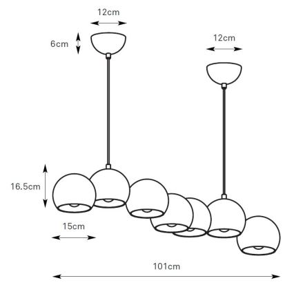 Markslöjd 108860 - Κρεμαστό φωτιστικό οροφής CUPOLO 7xE14/40W/230V μαύρο