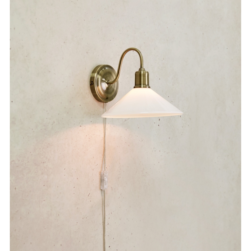 Markslöjd 108865 - Λάμπα τοίχου VELA 1xE27/40W/230V ορείχαλκος/λευκό