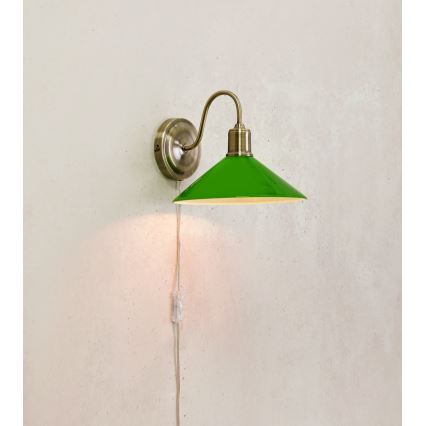 Markslöjd 108866 - Λάμπα τοίχου VELA 1xE27/40W/230V ορείχαλκος/πράσινο