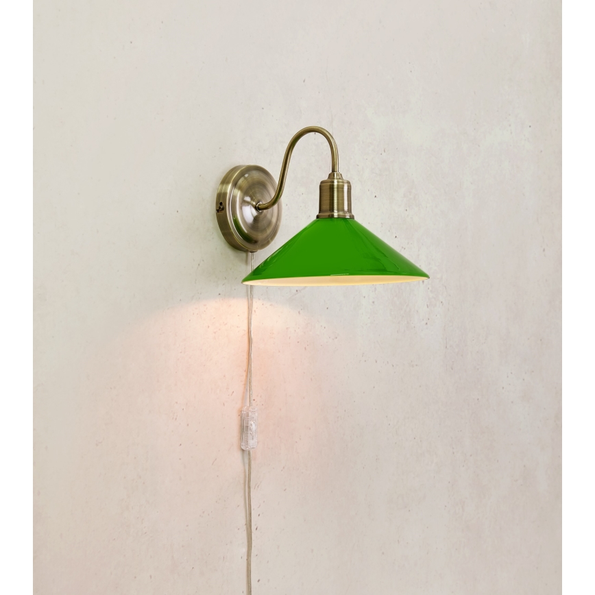 Markslöjd 108866 - Λάμπα τοίχου VELA 1xE27/40W/230V ορείχαλκος/πράσινο