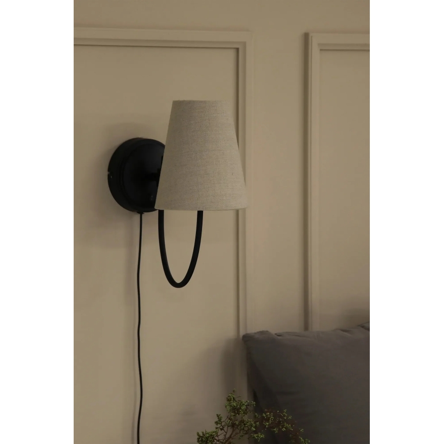 Markslöjd 108907 - Επιτοίχιο φωτιστικό AMAR 1xE14/40W/230V λινό/μαύρο