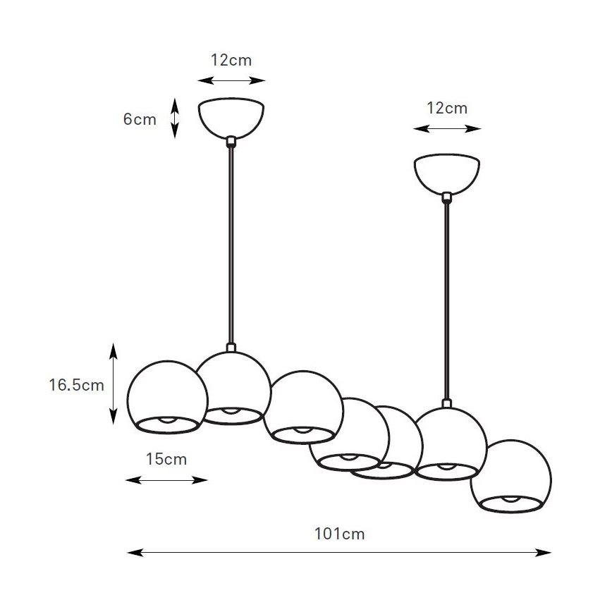 Markslöjd 108914 - Κρεμαστό φωτιστικό με καλώδιο CUPOLO 7xE14/40W/230V, γκρι