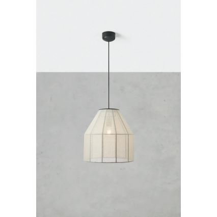 Markslöjd 108956 - Κρεμαστό φωτιστικό με καλώδιο AIKO 1xE27/60W/230V λινό/μαύρο