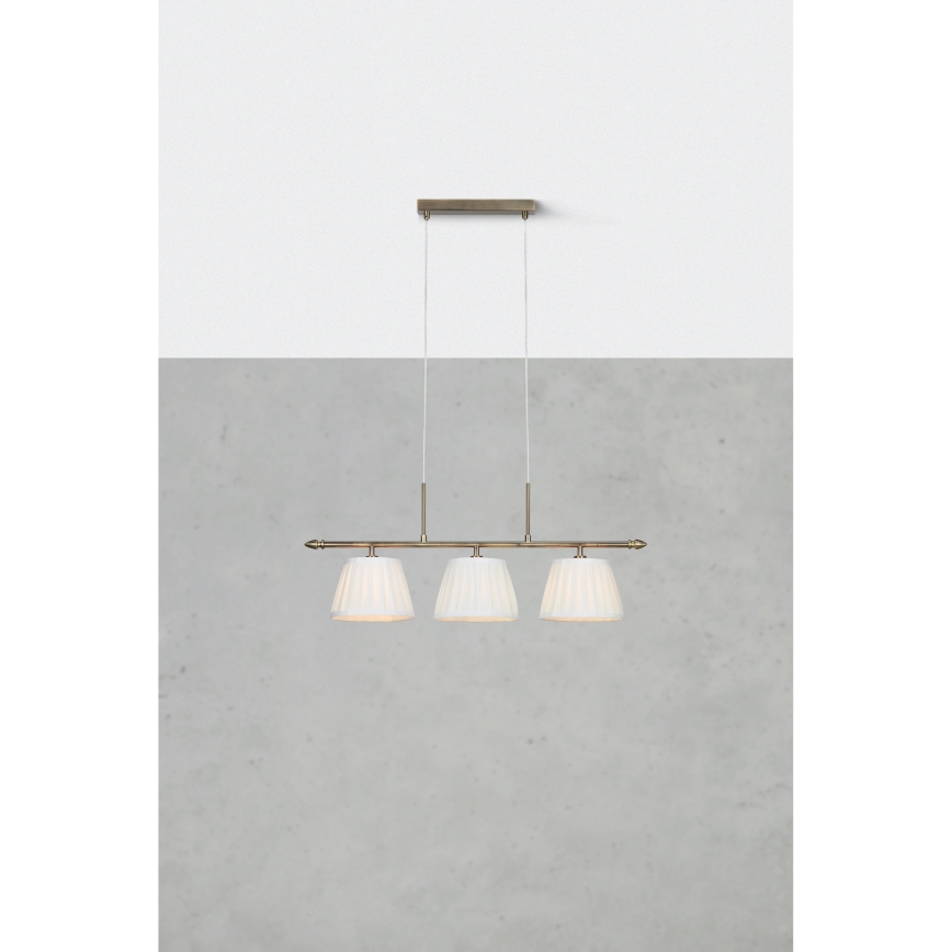Markslöjd 108975 - Κρεμαστό φωτιστικό με καλώδιο OXFORD 3xE14/40W/230V ορείχαλκος/λευκό