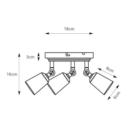 Markslöjd 108980 - Σποτ φωτιστικό TINY 3xGU10/7W/230V ορείχαλκο