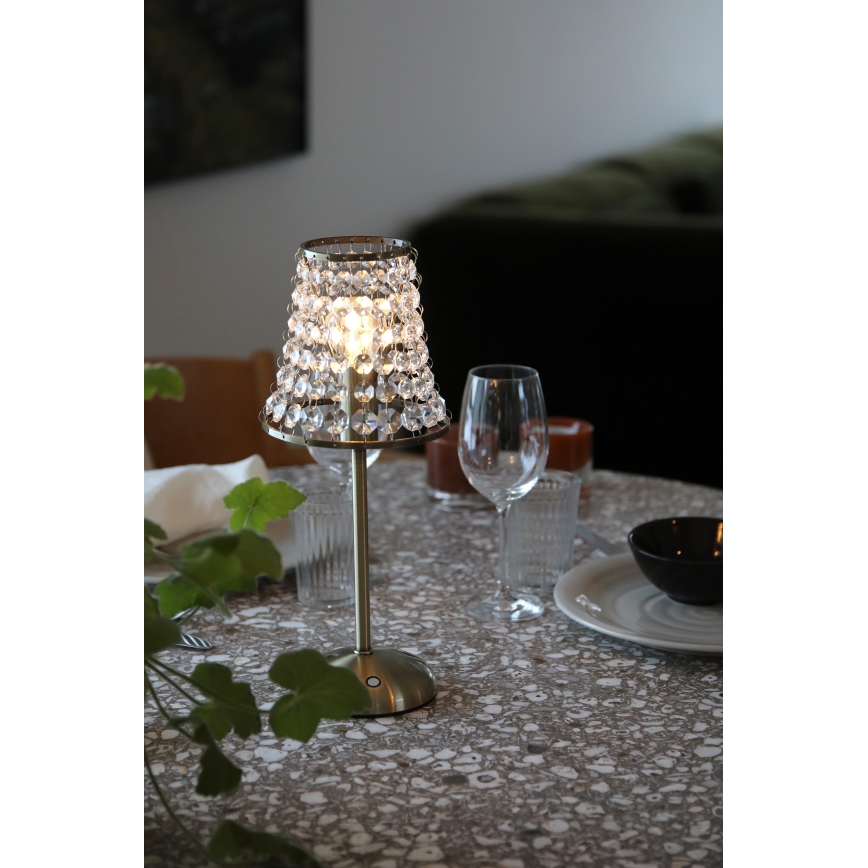 Markslöjd 109125 - LED Ρυθμιζόμενη επαναφορτιζόμενη επιτραπέζια λάμπα αφής LIORA 1xE14/2W/2000 mAh ορείχαλκος