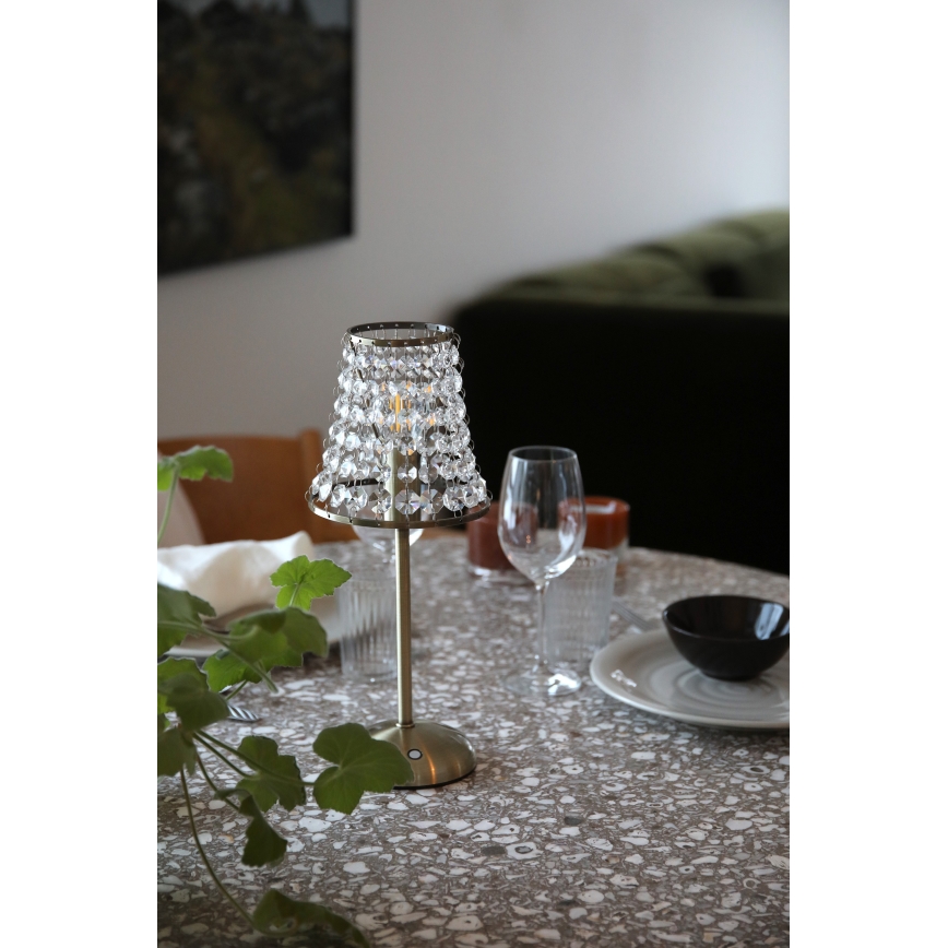 Markslöjd 109125 - LED Ρυθμιζόμενη επαναφορτιζόμενη επιτραπέζια λάμπα αφής LIORA 1xE14/2W/2000 mAh ορείχαλκος