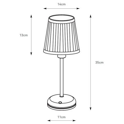 Markslöjd 109126 - LED ρυθμιζόμενη επαναφορτιζόμενη επιτραπέζια λάμπα με λειτουργία αφής ANNO 1xE14/2W/2000 mAh λευκή/σε ορείχαλκο