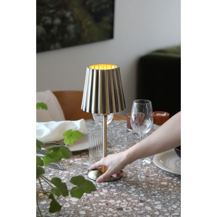 Markslöjd 109127 - LED ρυθμιζόμενο επαναφορτιζόμενο επιτραπέζιο φωτιστικό με λειτουργία αφής CELIA 1xE14/2W/2000 mAh μπρούτζινο