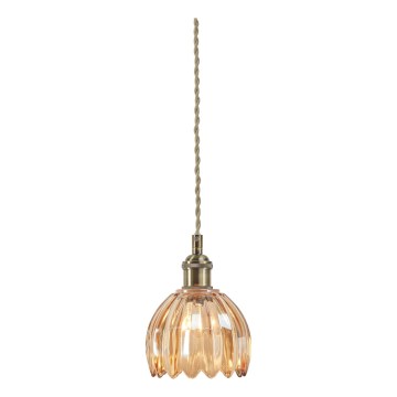 Markslöjd 109137 - Κρεμαστό φωτιστικό με καλώδιο GOTA 1xE14/40W/230V διάμ. 13 εκ. καπνιστό μπεζ/ορείχαλκος