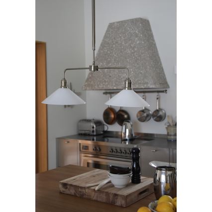 Markslöjd 109160 - Φωτιστικό οροφής σε ράβδο VELA 2xE27/60W/230V λευκό/ορείχαλκος