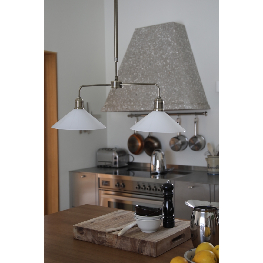 Markslöjd 109160 - Φωτιστικό οροφής σε ράβδο VELA 2xE27/60W/230V λευκό/ορείχαλκος