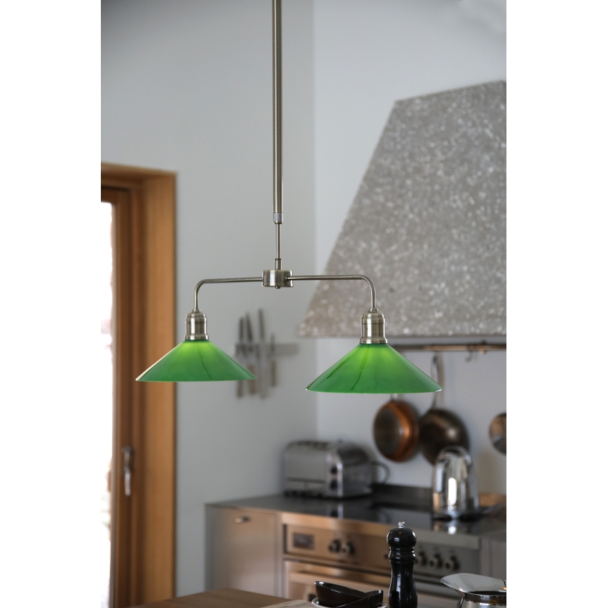 Markslöjd 109161 - Φωτιστικό οροφής με ράβδο VELA 2xE27/60W/230V πράσινο/μπρούτζινο