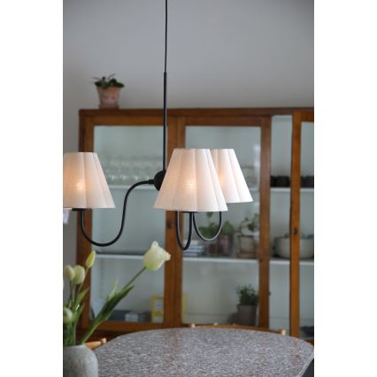 Markslöjd 109172 - Κρεμαστό φωτιστικό με καλώδιο VEYA 3xE14/40W/230V διάμ. 90 cm λινό/μαύρο