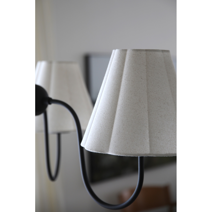 Markslöjd 109172 - Κρεμαστό φωτιστικό με καλώδιο VEYA 3xE14/40W/230V διάμ. 90 cm λινό/μαύρο