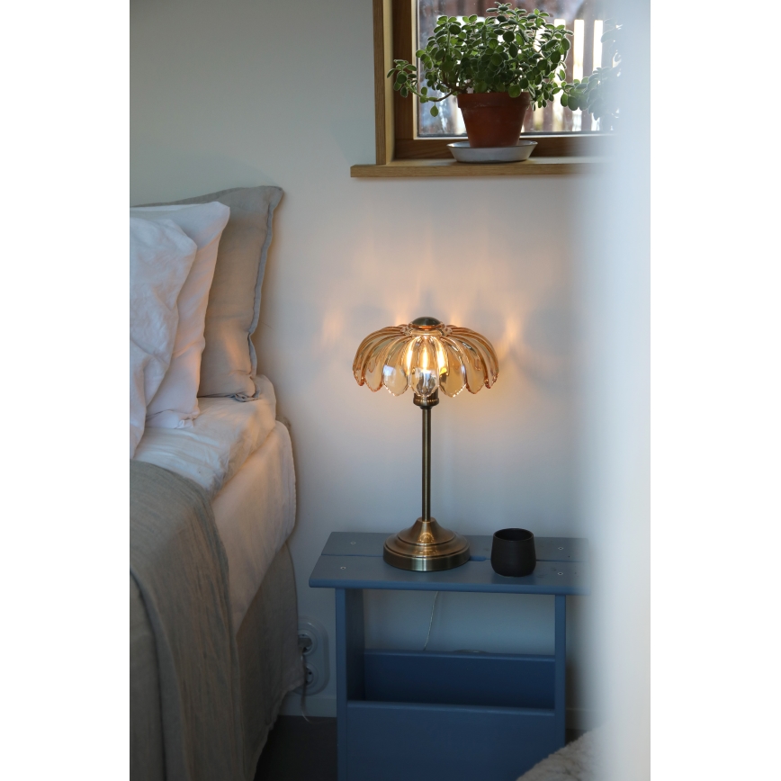 Markslöjd 109180 - Επιτραπέζιο φωτιστικό KURAGE 1xE27/60W/230V ορείχαλκος/καπνιστό μπεζ