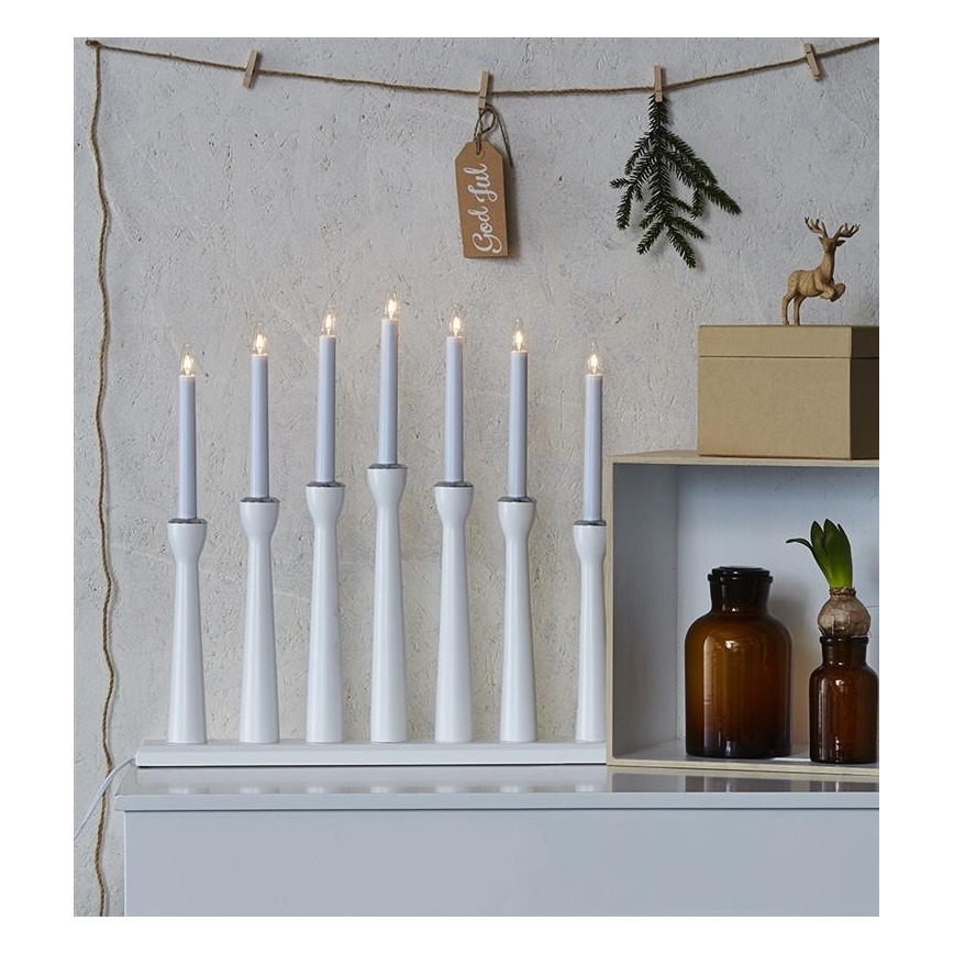 Markslöjd 702232 - Χριστουγεννιάτικο κηροπήγιο MASESKÄR 7xE10/3W/230V λευκό
