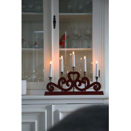 Markslöjd 706211 - Χριστουγεννιάτικο κηροπήγιο ENEBY 5xE10/3W/230V κόκκινο/ορείχαλκος