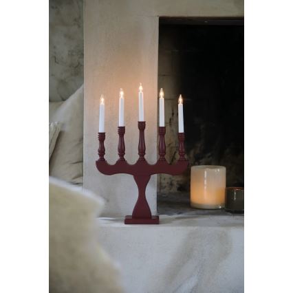 Markslöjd 706373 - Χριστουγεννιάτικο κηροπήγιο SVANEHOLM 5xE10/3W/230V πεύκο/κόκκινο