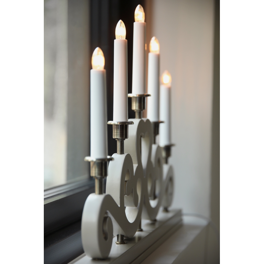 Markslöjd 706453 - Χριστουγεννιάτικο κηροπήγιο ENEBY 5xE10/3W/230V μπεζ/ορείχαλκος