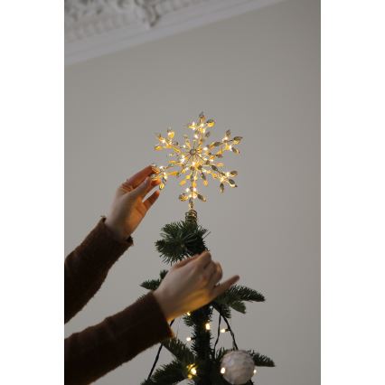 Markslöjd 706556 - LED Χριστουγεννιάτικο αστέρι για το δέντρο GLINA LED/2,16W/2xAA χρυσό