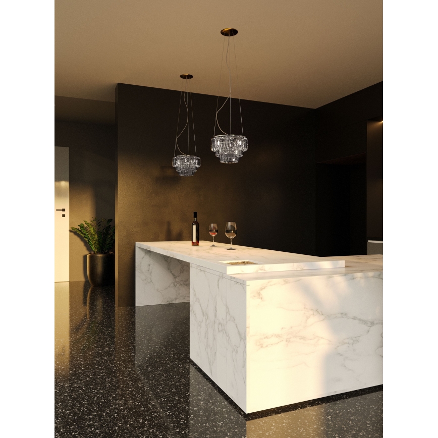 MAXLIGHT P0259 - Κρεμαστό φωτιστικό οροφής MONACO 9xG9/40W/230V διάμετρος 42 cm γυαλιστερό χρώμιο