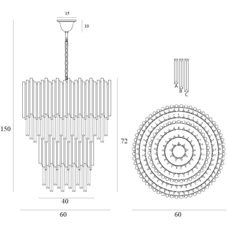 MAXLIGHT P0283 - Κρεμαστό φωτιστικό οροφής VOGUE 16xE14/40W/230V διάμετρος 60 cm χρυσό