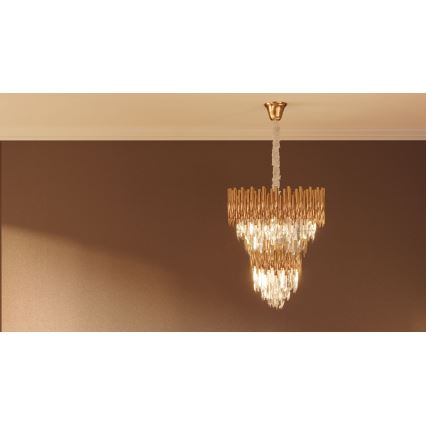 MAXLIGHT P0283 - Κρεμαστό φωτιστικό οροφής VOGUE 16xE14/40W/230V διάμετρος 60 cm χρυσό