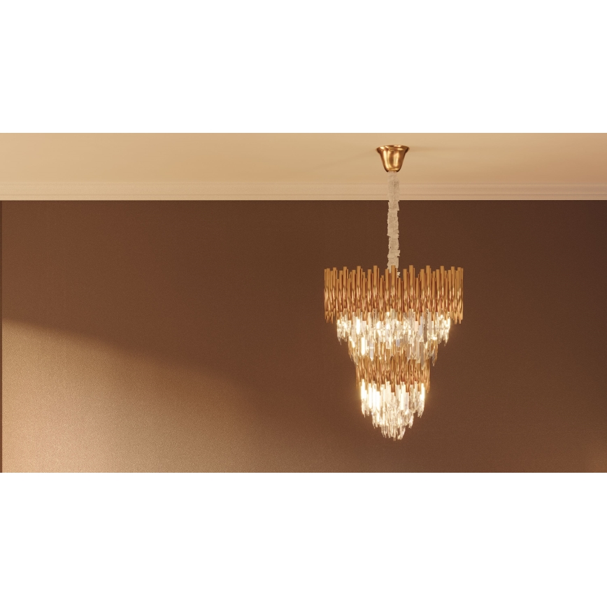 MAXLIGHT P0283 - Κρεμαστό φωτιστικό οροφής VOGUE 16xE14/40W/230V διάμετρος 60 cm χρυσό
