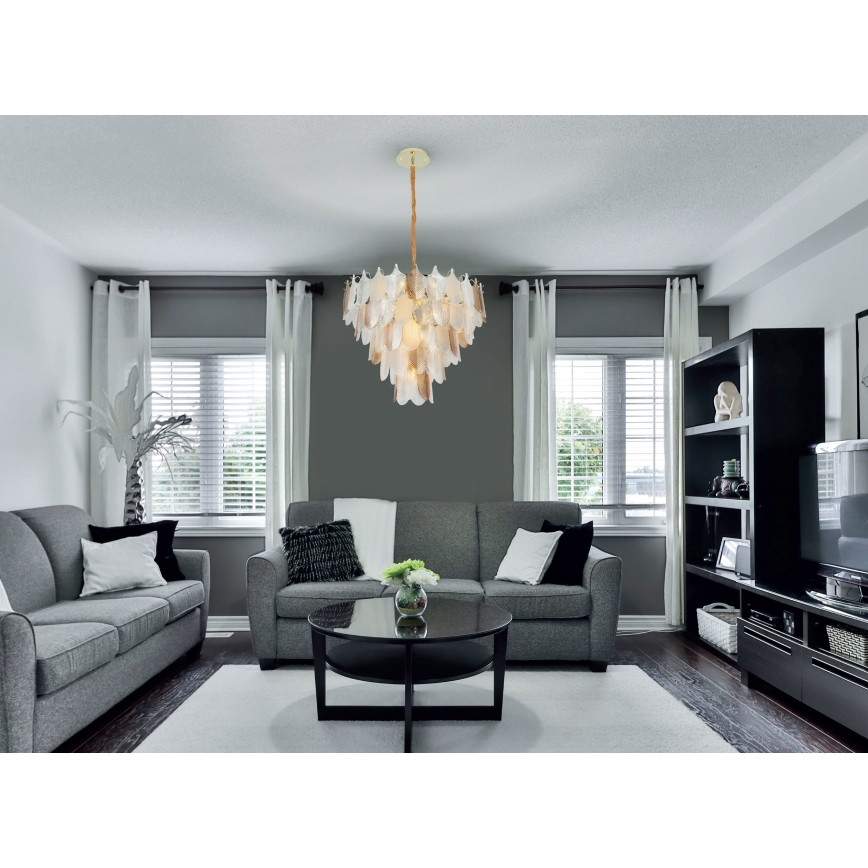 MAXLIGHT P0417 - Κρεμαστό φωτιστικό οροφής ARWENA 7xE14/40W/230V διάμετρος 50 cm χρυσό