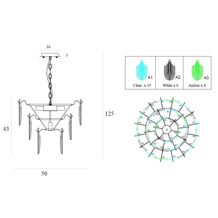 MAXLIGHT P0417 - Κρεμαστό φωτιστικό οροφής ARWENA 7xE14/40W/230V διάμετρος 50 cm χρυσό