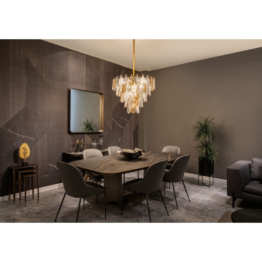 MAXLIGHT P0418 - Κρεμαστό φωτιστικό οροφής ARWENA 15xE14/40W/230V διάμετρος 80 cm χρυσό