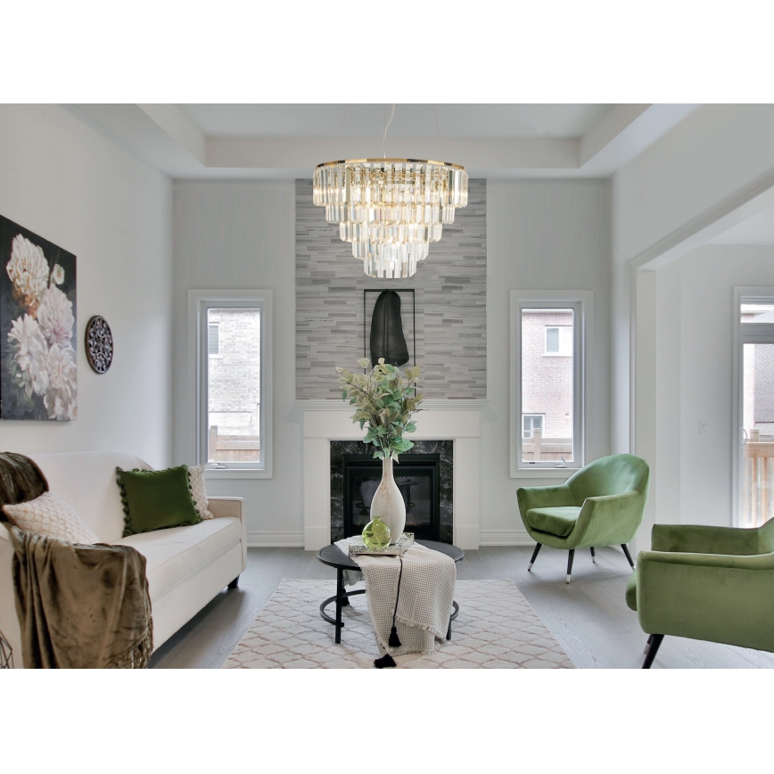 MAXLIGHT P0424 - Κρεμαστό φωτιστικό οροφής MONACO 15xG9/40W/230V διάμετρος 60 cm χρυσό